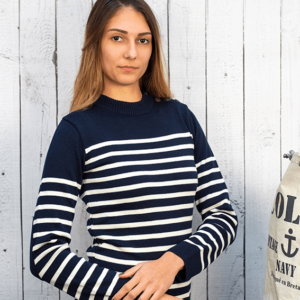 PULL VINTAGE RAYE BOUTON COTE EPAULE LAINE